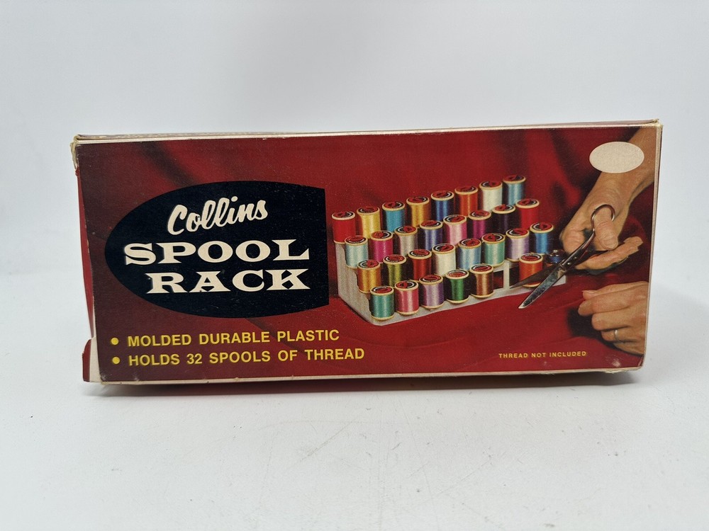 Vintage COLLINS SPOOL RACK HOLDS 32 SPOOLS OF THREAD