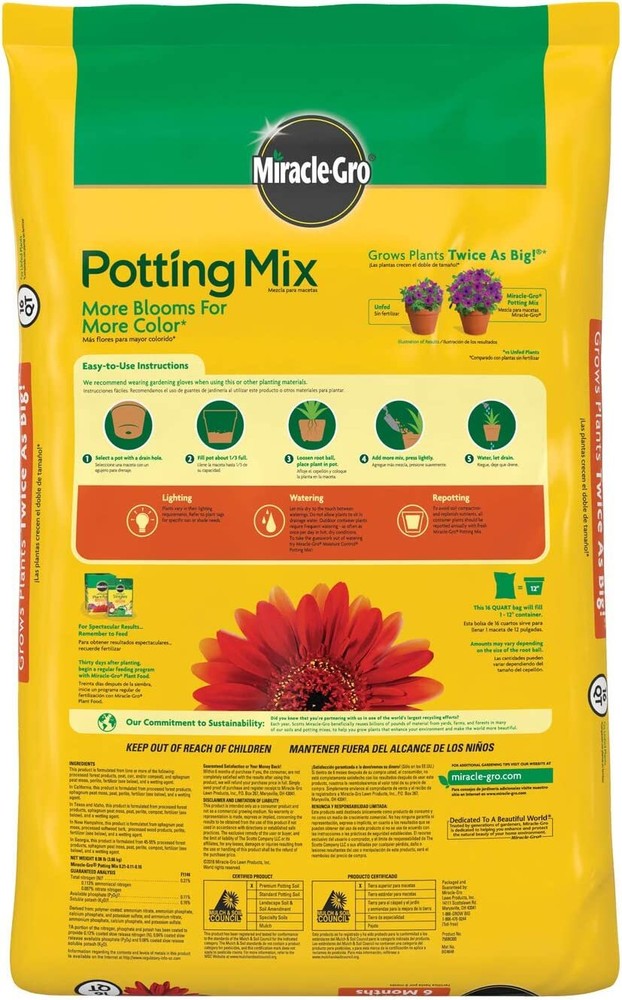 Miracle-Gro Potting Mix 16 qt