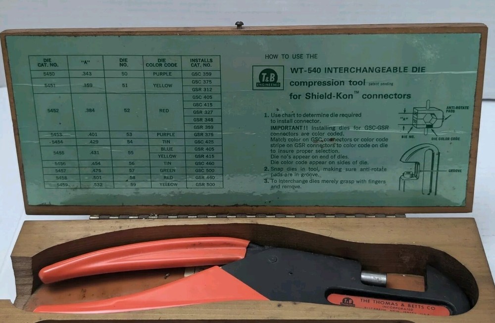 Thomas & Betts T&B WT540 Ratchet Hand Crimp Tool READ