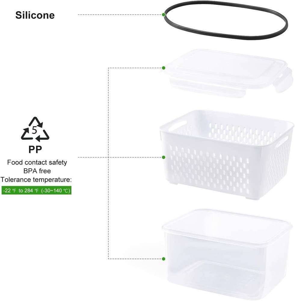 Refrigerator Fruit Preservation Box (with Removable Filter), 4-Piece Set