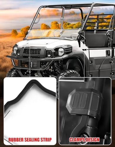 Front Half Windshield for Kawasaki Mule Pro FXT, UTV Clear Half Windshield