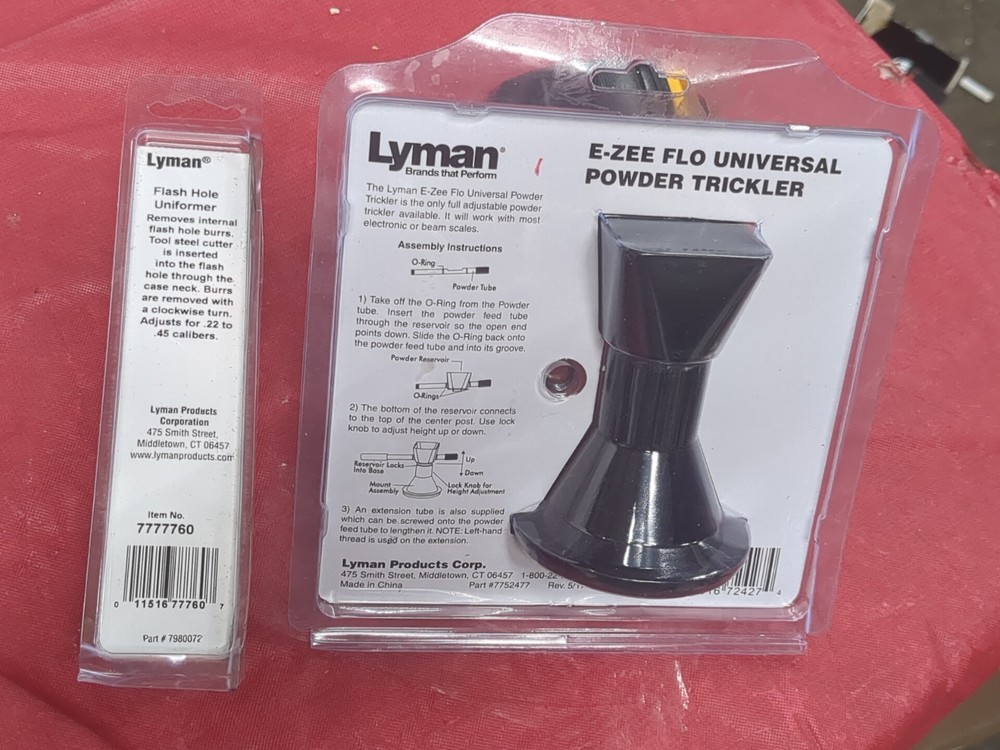 Lyman E-Zee Flo Universal Powder Trickler+Flash Hole Uniform Tool Reloading Kit