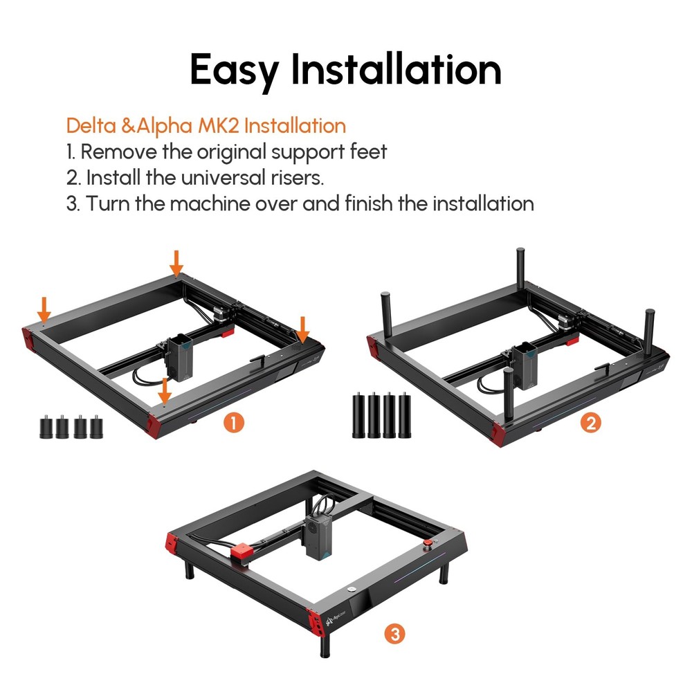 Algolaser 4pcs 100mm (4") Laser Engraver Riser for Alpha/Delta/DIY KIT