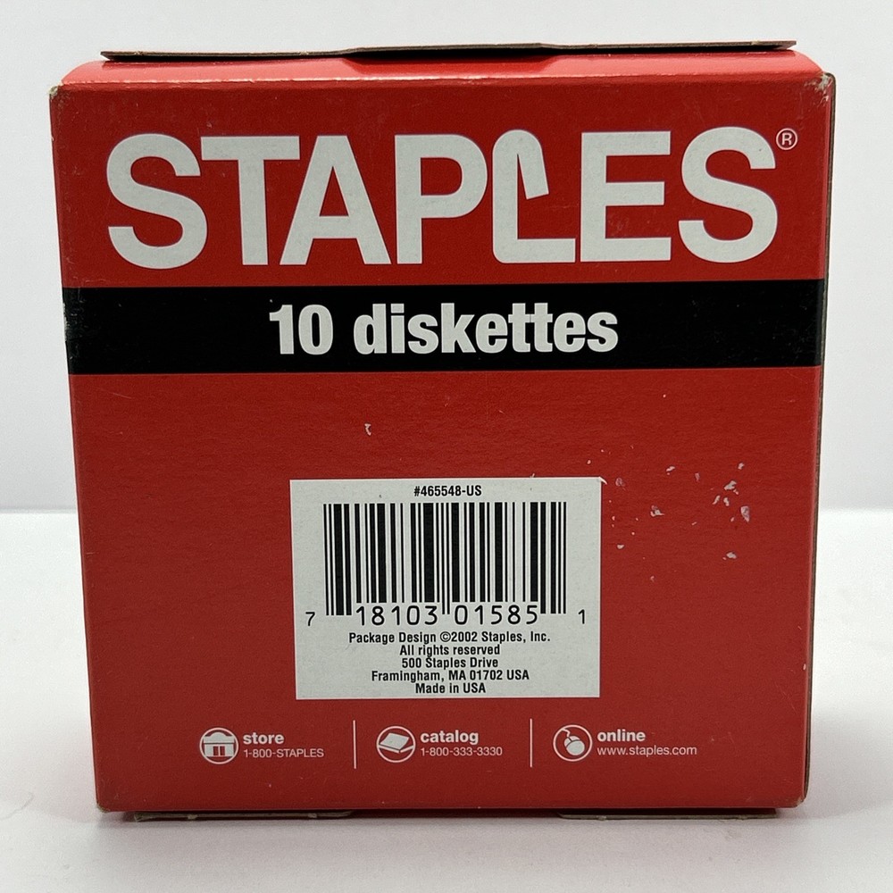 Staples Diskettes 3.5" 1.44MB IBM Formatted 10 Pack Floppy Disks