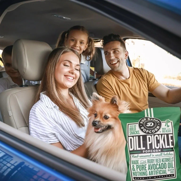 Pop Daddy Dill Pickle Popcorn 3 Pk Gluten Free Made W Red Ruby Kernels & Avocado