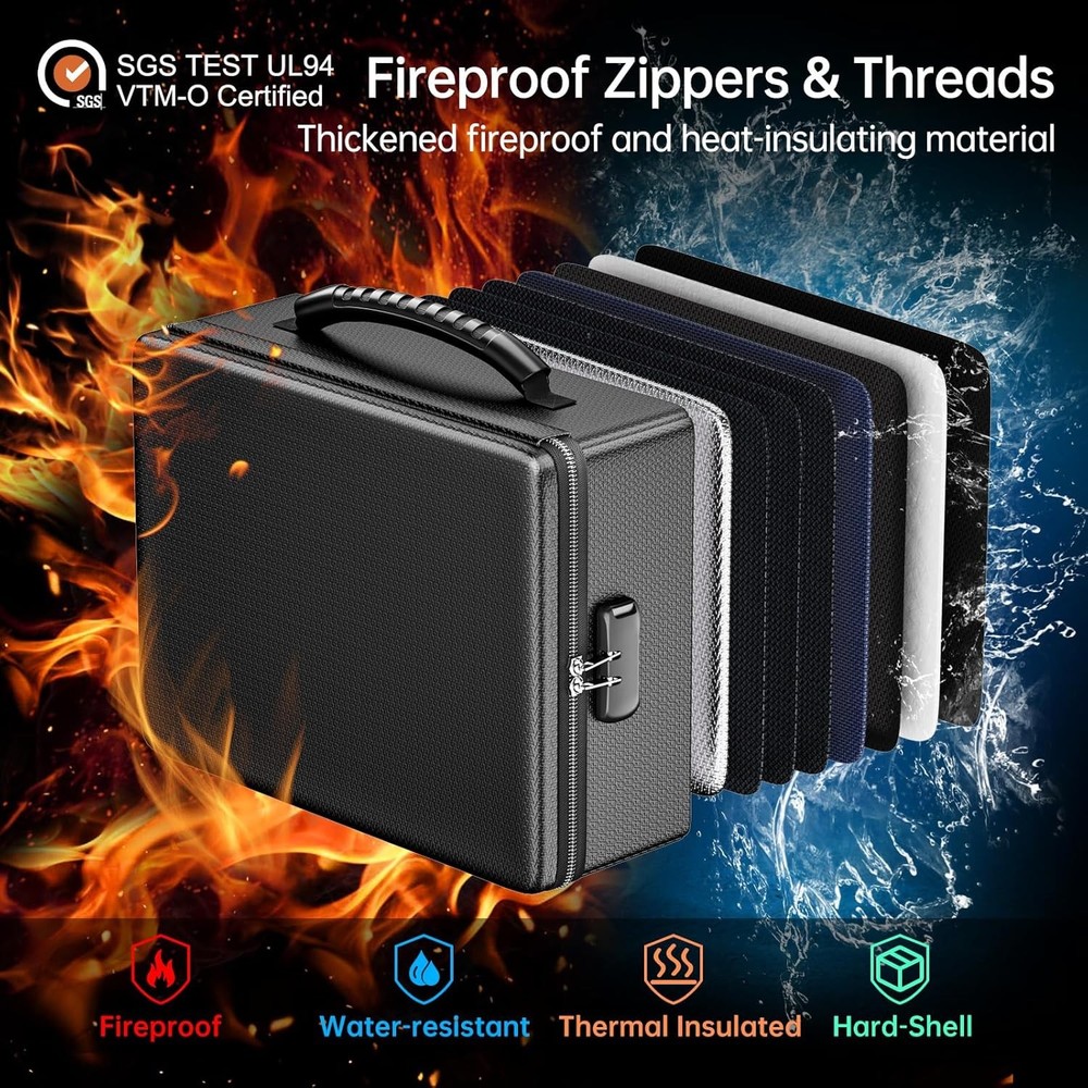 ENGPOW Fireproof Document Box with Lock, Fireproof Water Resistant Heat Insulate