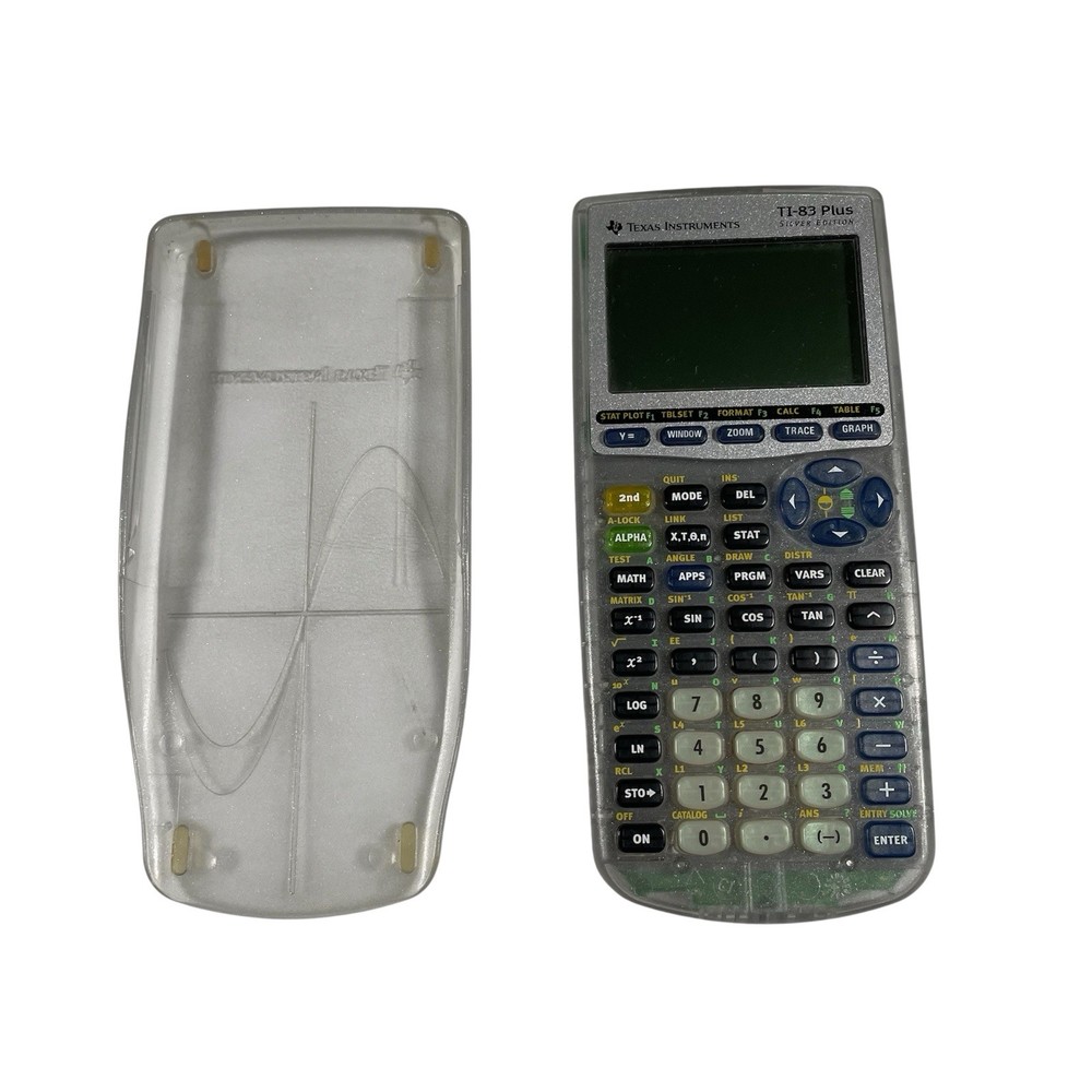 TI 83 Plus Calculator Silver Edition Clear Graphing Tested Works Preowned