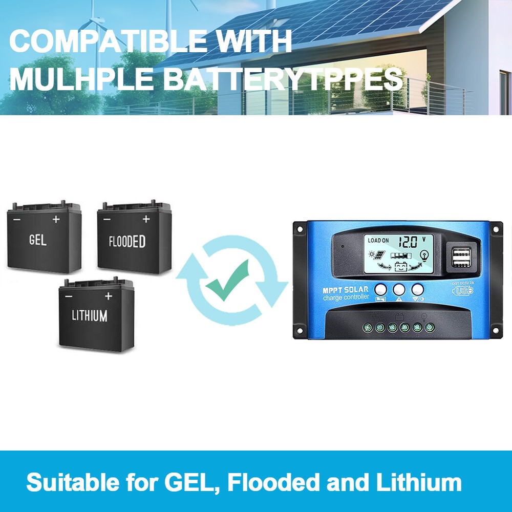 40-100A MPPT Solar Panel Regulator Charge Controller 12V/24V Auto Focus Tracking