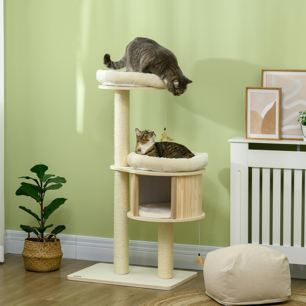 3-Level Cat Tree with Sisal Scratching Posts for Playing