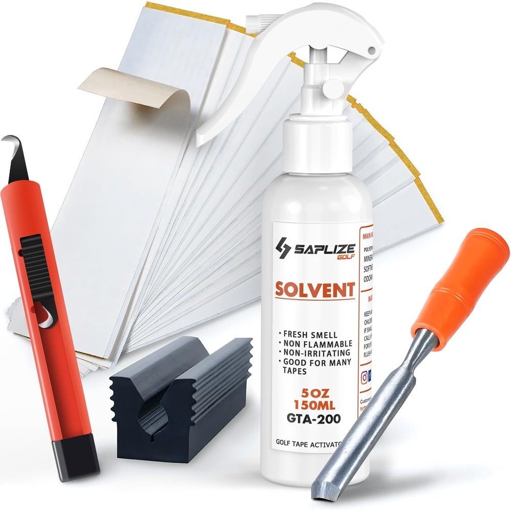 SAPLIZE Golf Grip Complete Kit – 5oz Solvent, 15 Tapes, Tape Remover...