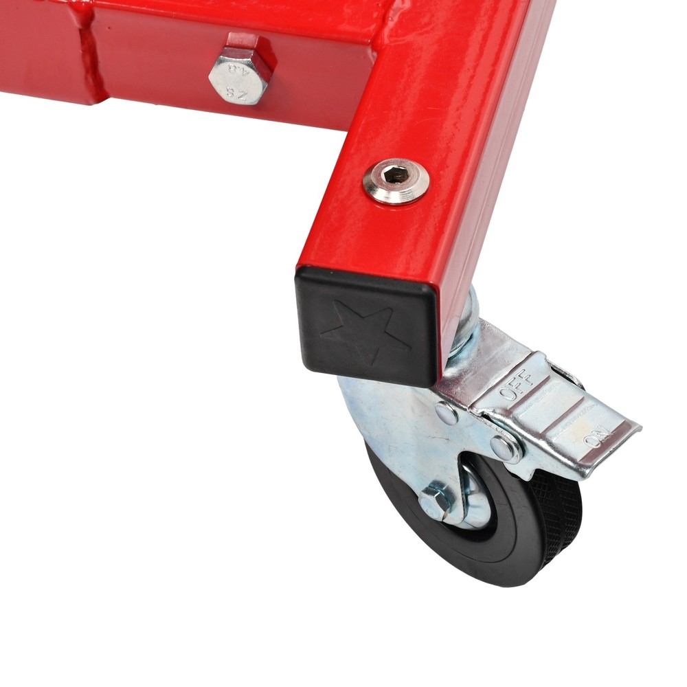 400Lbs Foldable Topside Creeper Adjustable Height 45-66" Movable Ladder w/Wheels