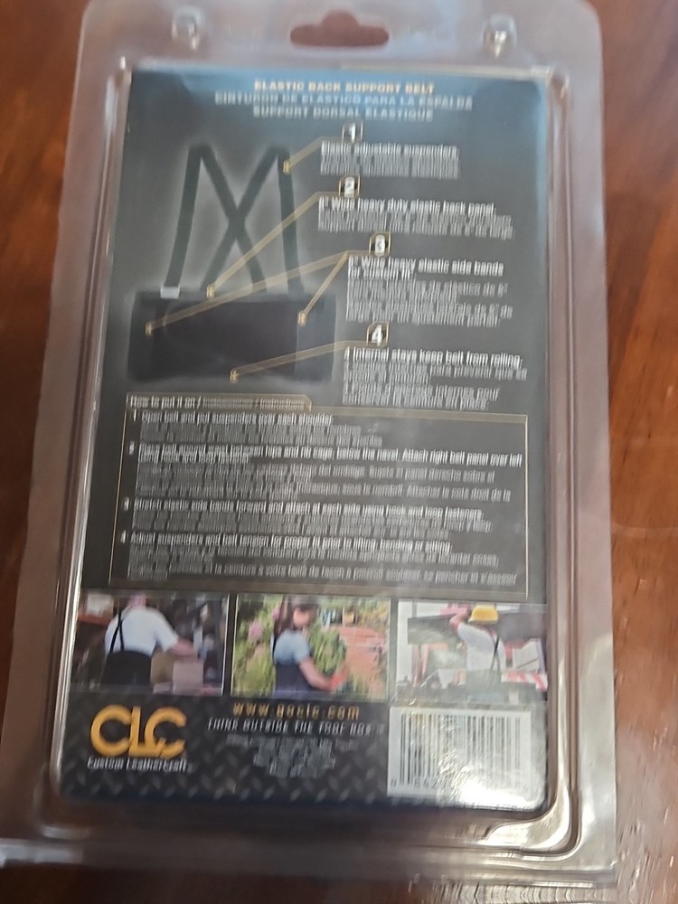 CLC Tool Works Elastic Back Support Belt Size Large Black New