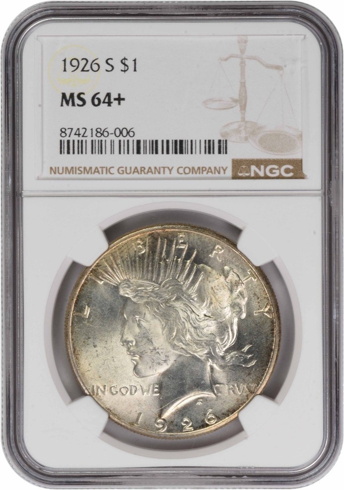 1926-S Peace Silver Dollar MS64+ NGC