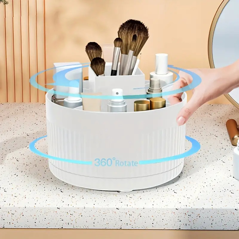 White Plastic Rotating Cosmetic Makeup Storage Carousel - New