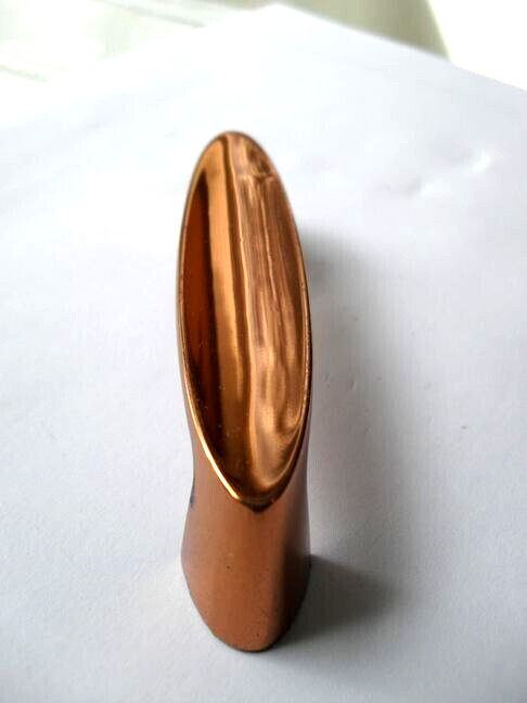 Vintage Nos Polished Copper Concave Drawer Pull Flared Bases Cabinet Handle