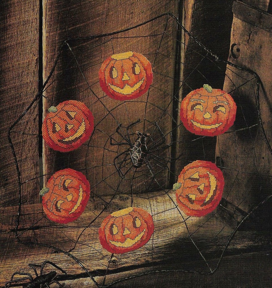 PUMPKIN COASTERS HALLOWEEN 3 DESIGNS PLASTIC CANVAS PATTERN INSTRUCTIONS