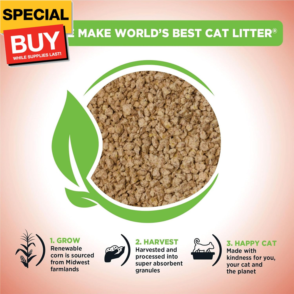 Multiple Cat Unscented, 15-Pounds - Natural Ingredients, Quick Clumping, Flushab