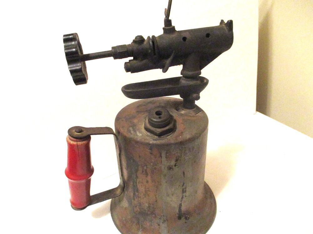 Brass Blow Torch Red Wood Handle