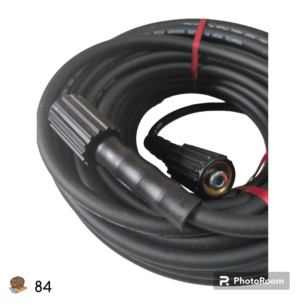 100 Ft - 1/4" M22 Replacement Pressure Washer Hose with Quick Connect