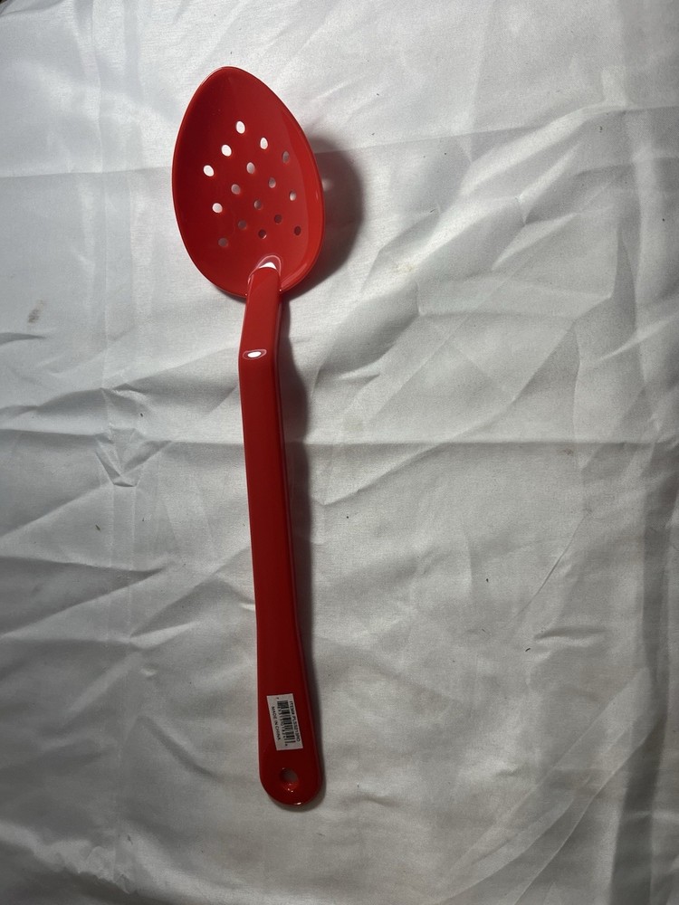 Thunder Group 11" Serving Spoon, Perforated, Red - Set of 12
