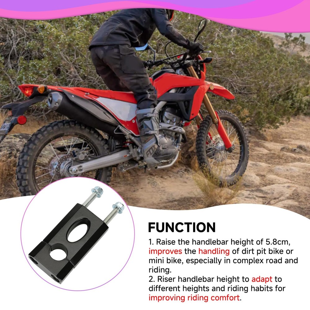 Mini Bike Handlebar Risers 7/8 22mm Riser Replacement black