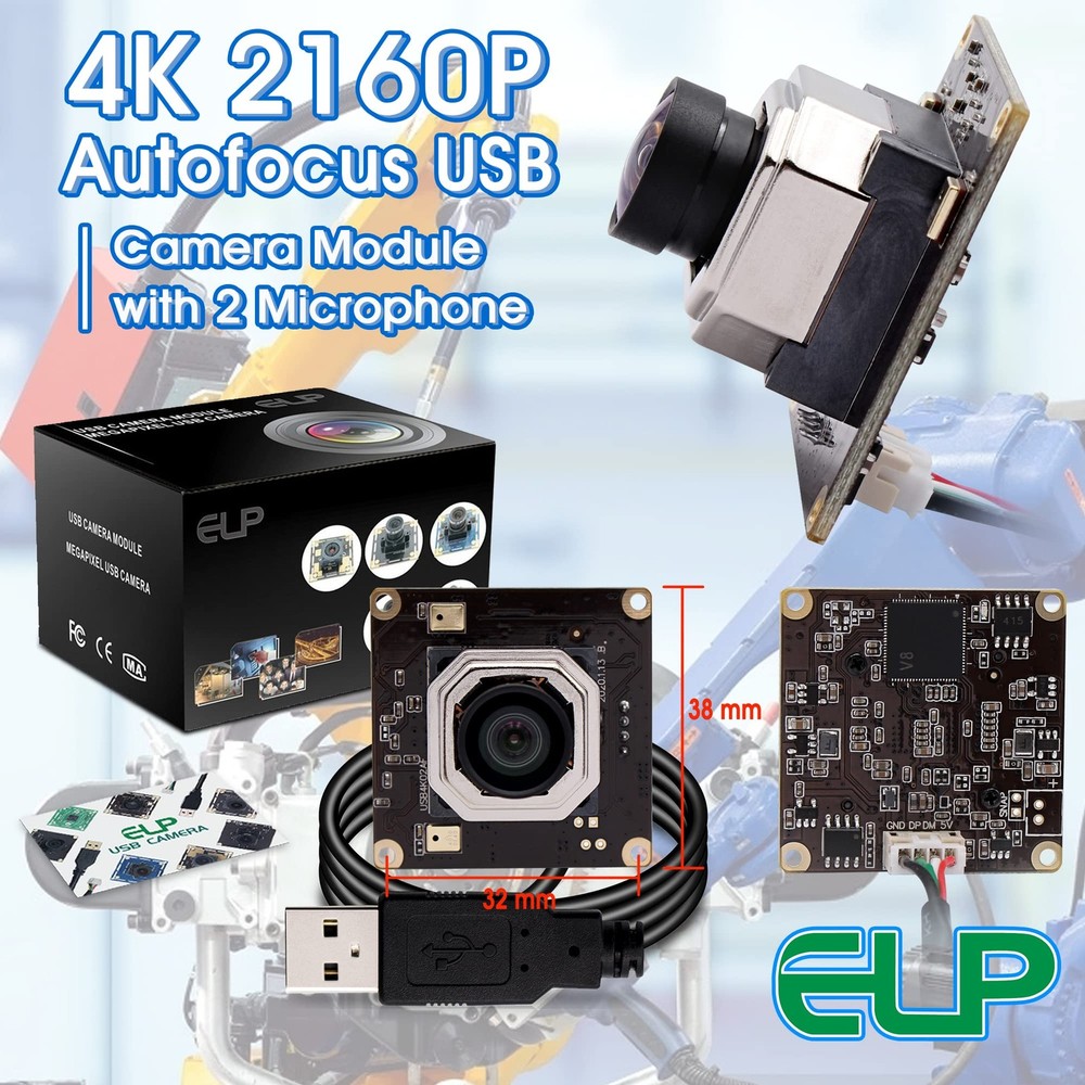 4K USB Module Autofocus w/Microphone Computer Mini USB2.0 Webcam Board 8mp In...
