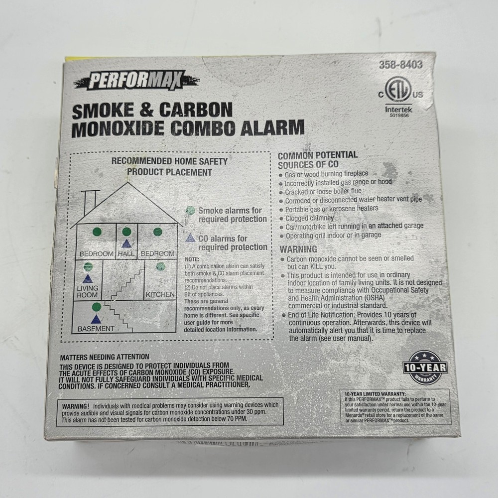 Performax Smoke & Carbon Monoxide Combo Alarm Wireless Interconnect Voice...