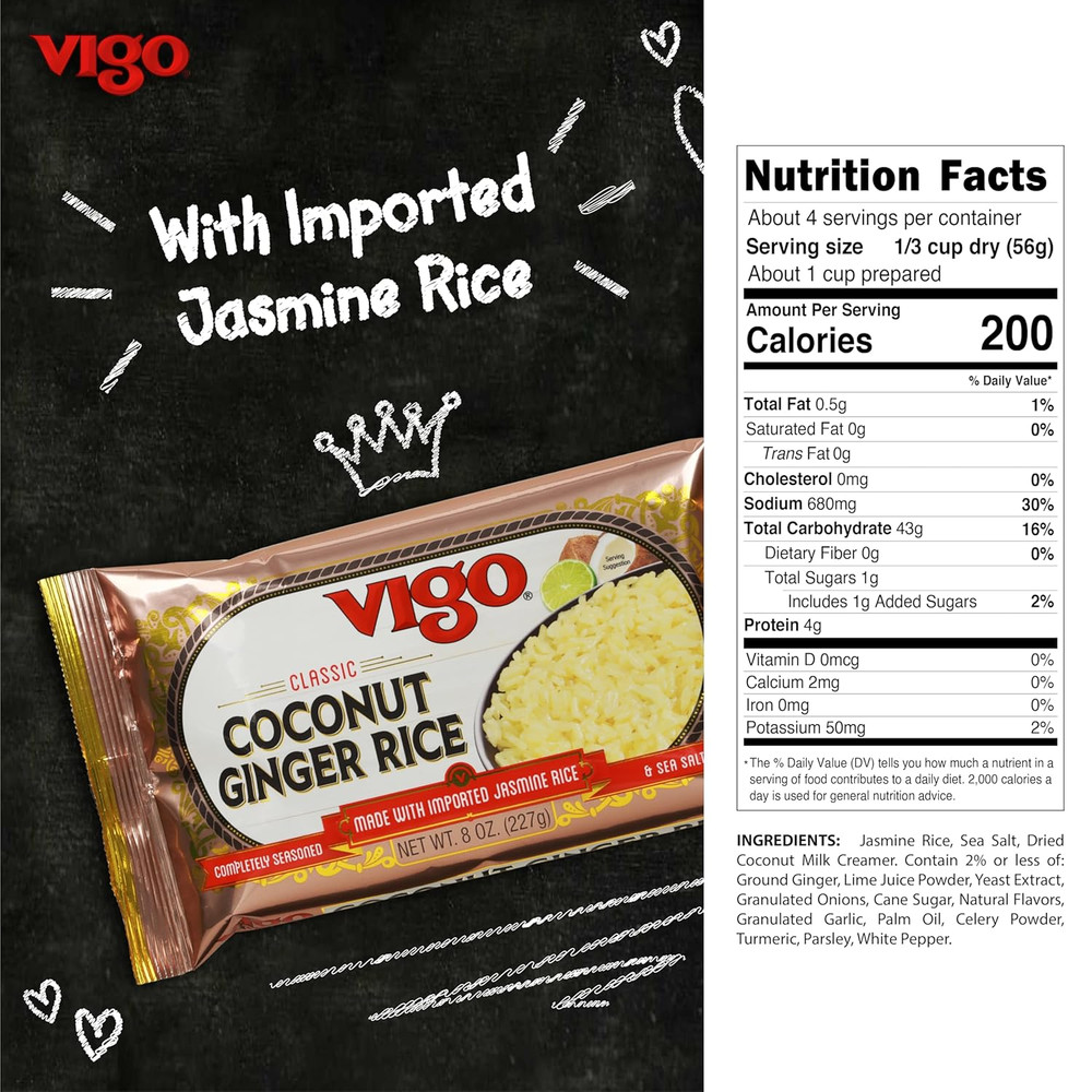 Authentic Coconut Ginger Rice, Imported Jasmine (Coconut Ginger, 8 Ounce (Pack o