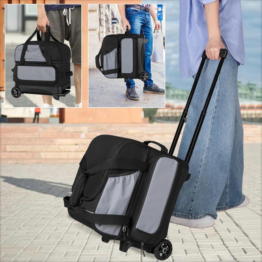 Single Ball Roller Bowling Bag with Wheels and Retractable Handle Extends