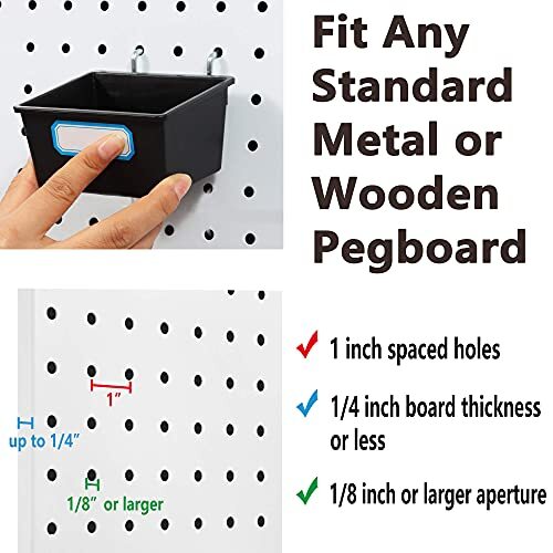 117-Piece Pegboard Hooks Assortment, Pegboard Accessories with Pegboard Bins