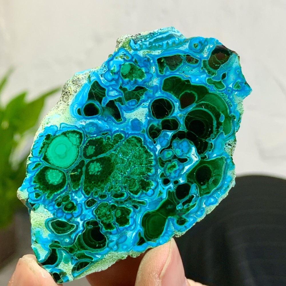 111G Natural Chrysocolla/Malachite transparent cluster rough mineral sample