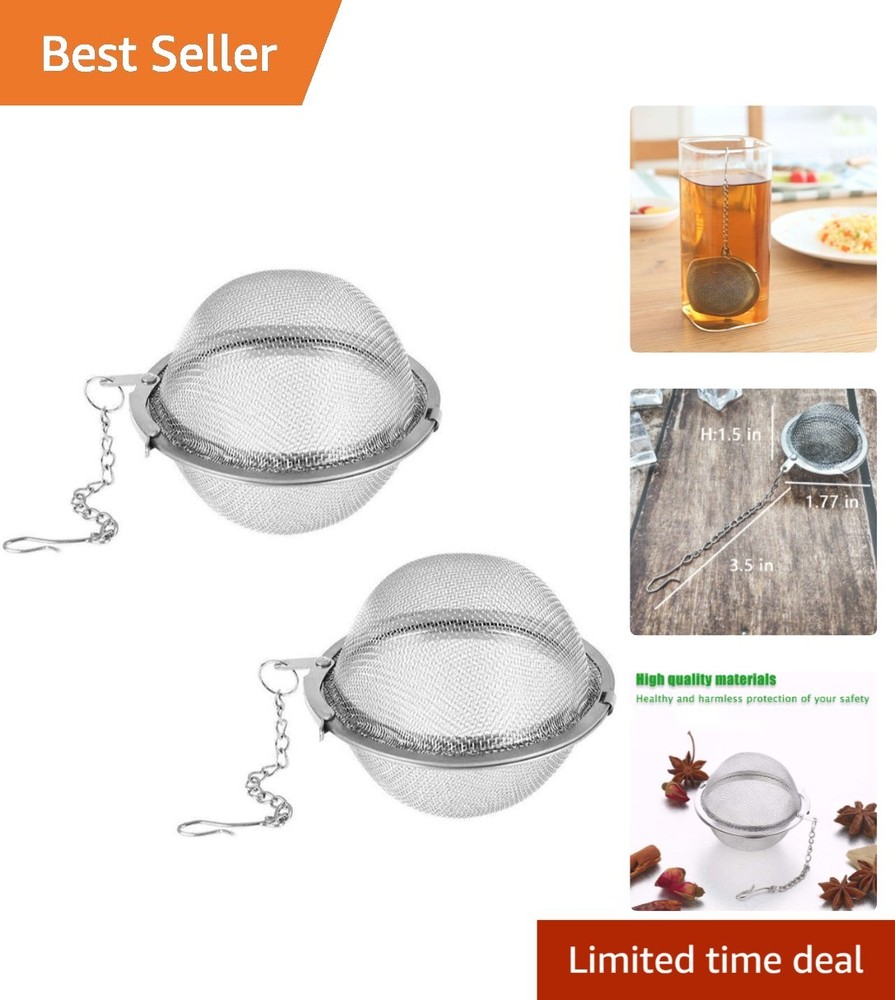 Elegant 2Pcs Mesh Tea Infuser - Durable Stainless Steel Diffuser for Loose Leaf