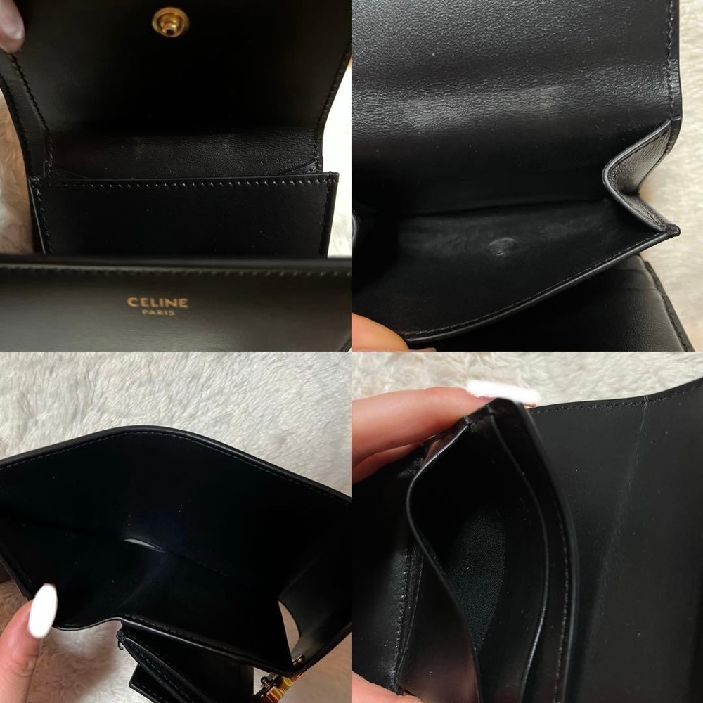 CELINE Celine Tri Fold Wallet Triomphe Black From Japan