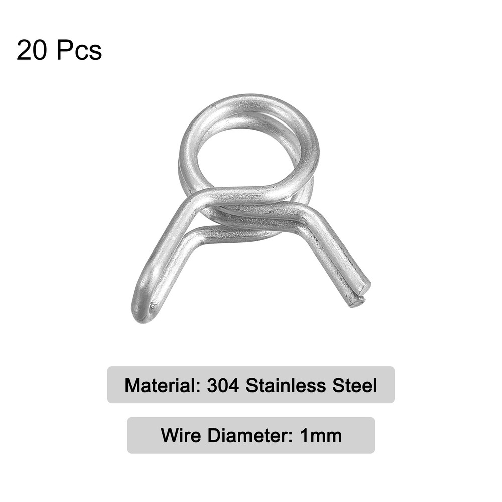 20Pcs 5.5mm Spring Clips Spring Hose Clamp Double Wire for DIY