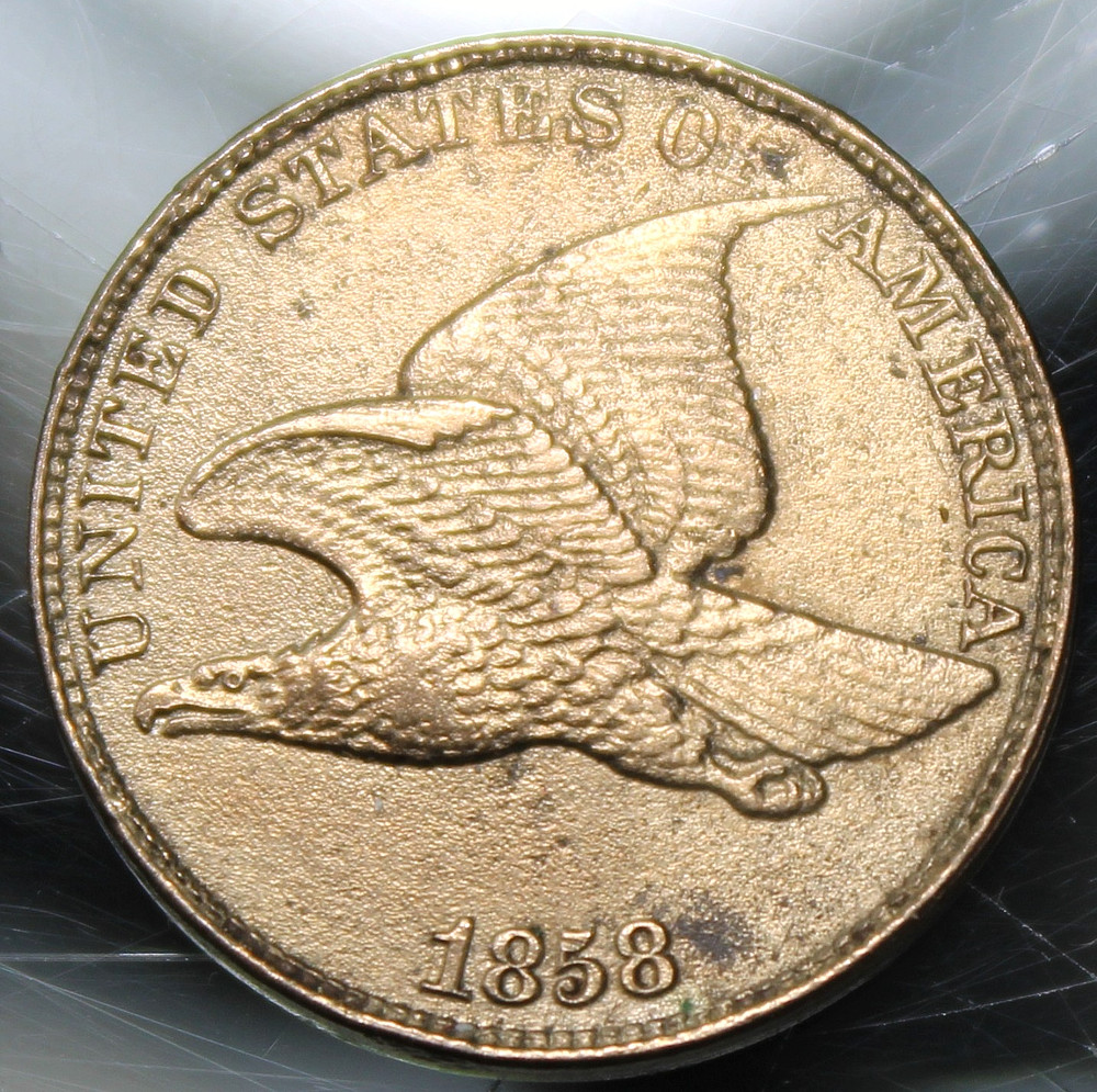 1858 Small Letters Flying Eagle Cent - AU Details !!