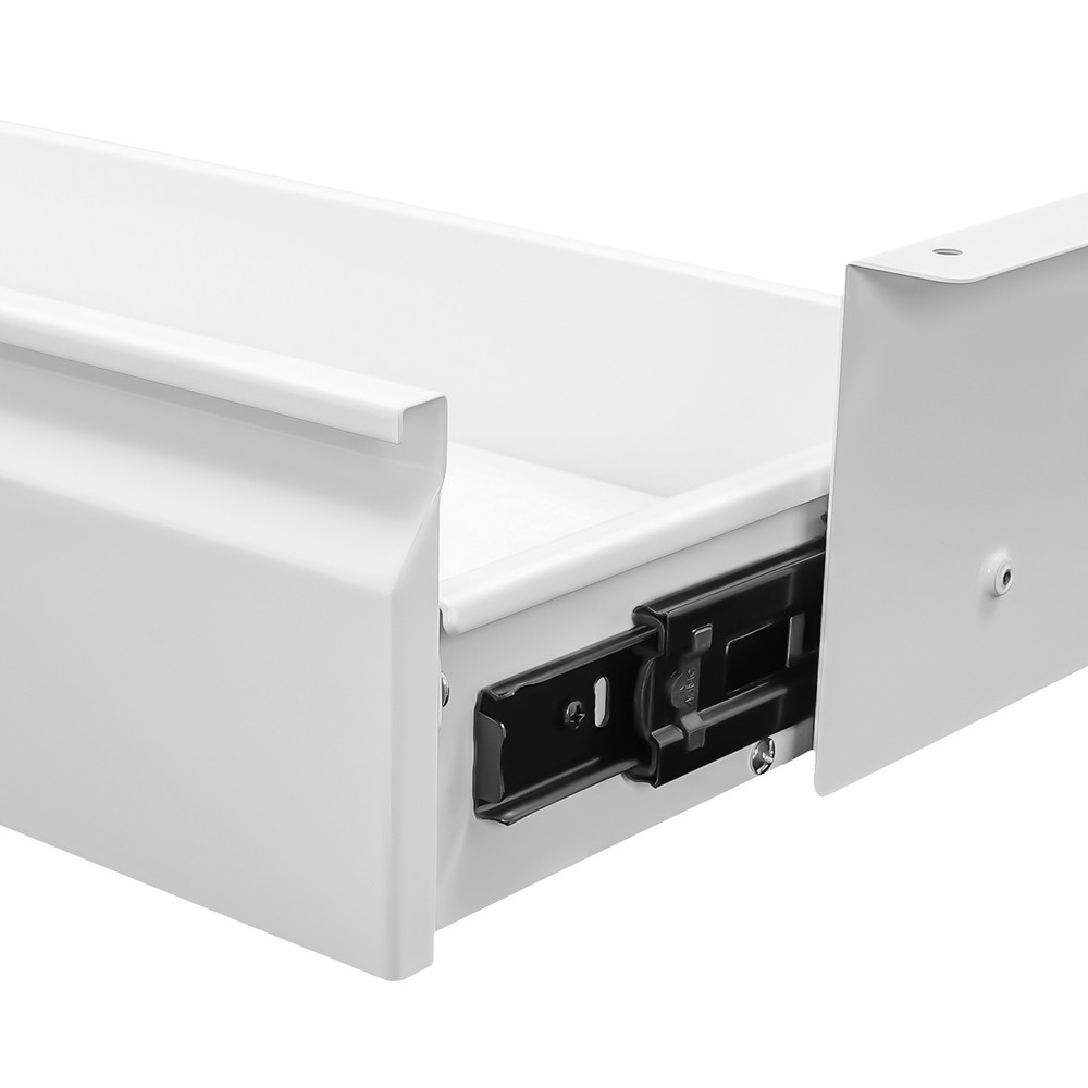 White Under Desk Storage Drawer Sliding Pull Out Organizer for Home Office
