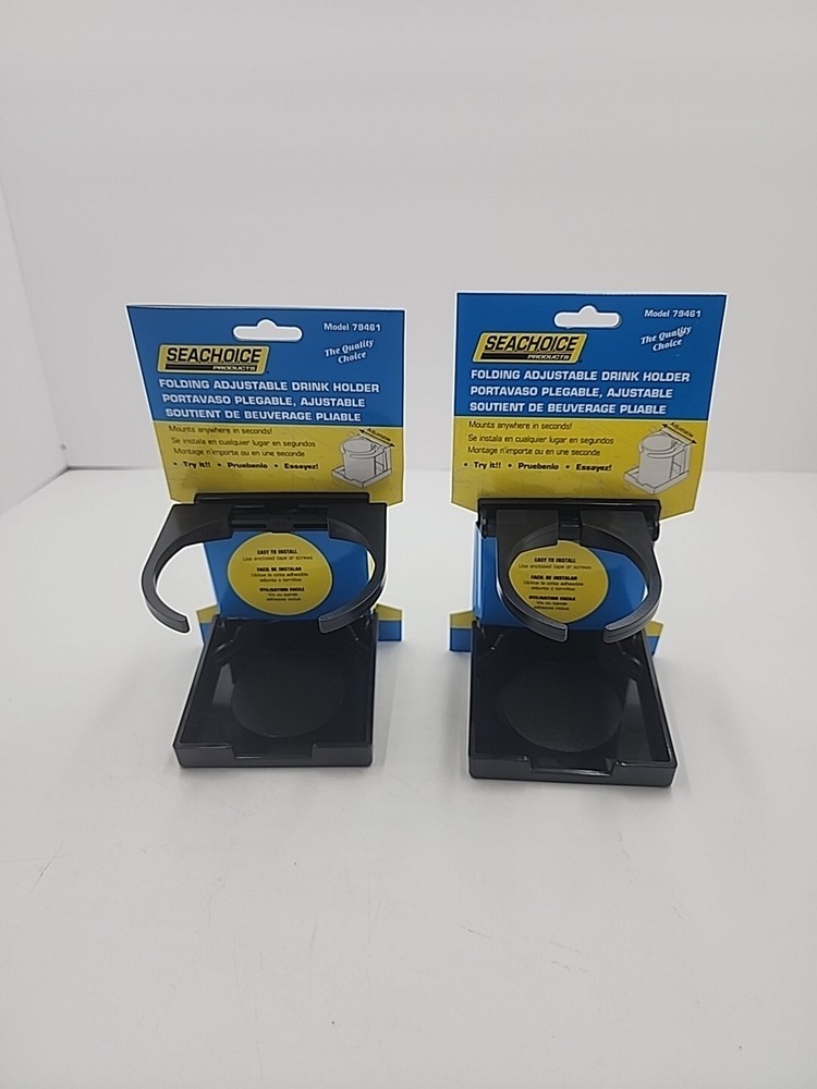 Black Plastic Folding Drink Holder with Adjustable Arms for Boats