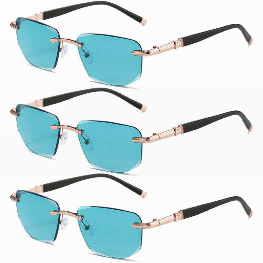 Tinted Rimless Blue Light Blocking Reading Glasses Frameless Sunglasses Readers