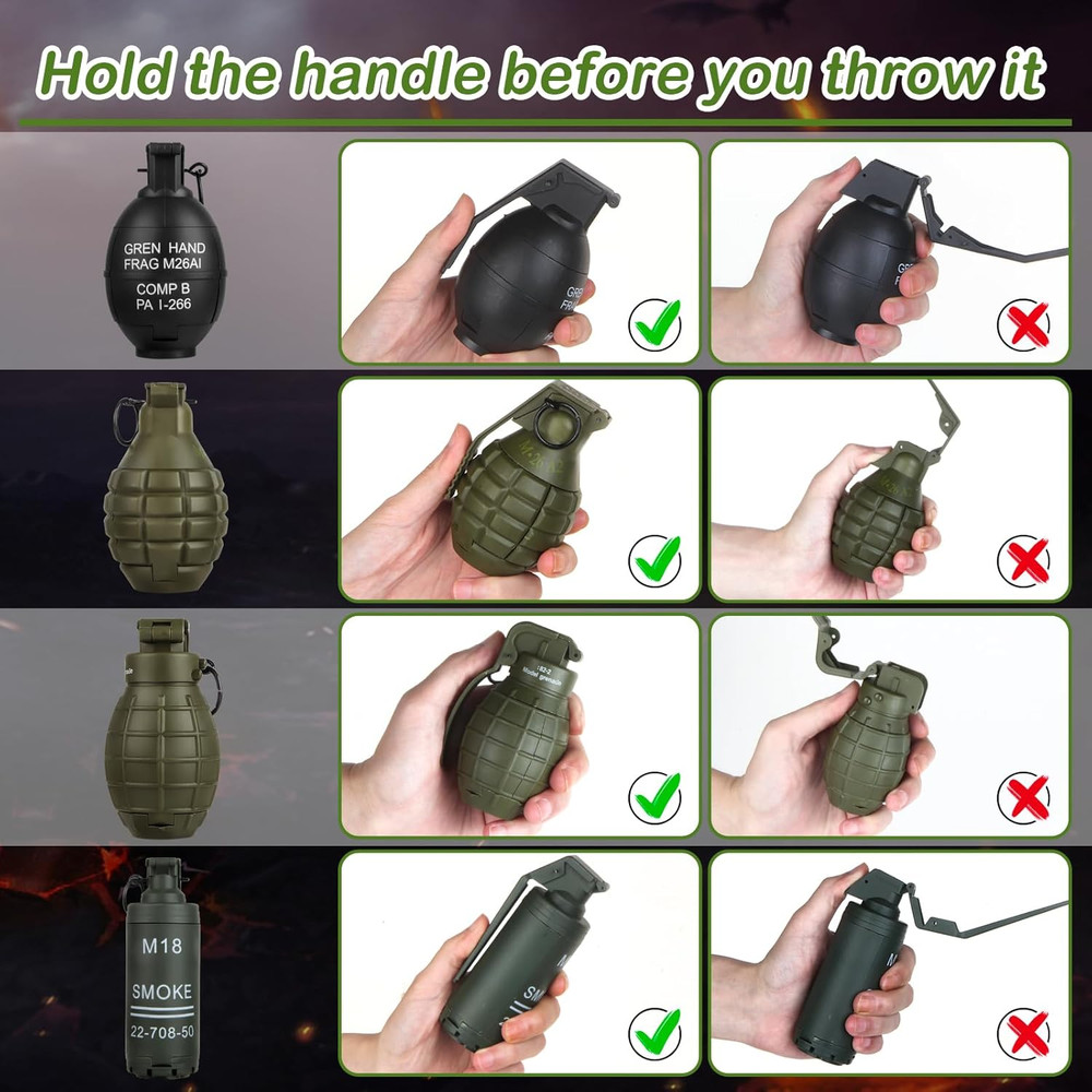 Tactical Toy-Grenade for CS Battle Game,2Pcs Fall Resistant Refillable Fun Impac