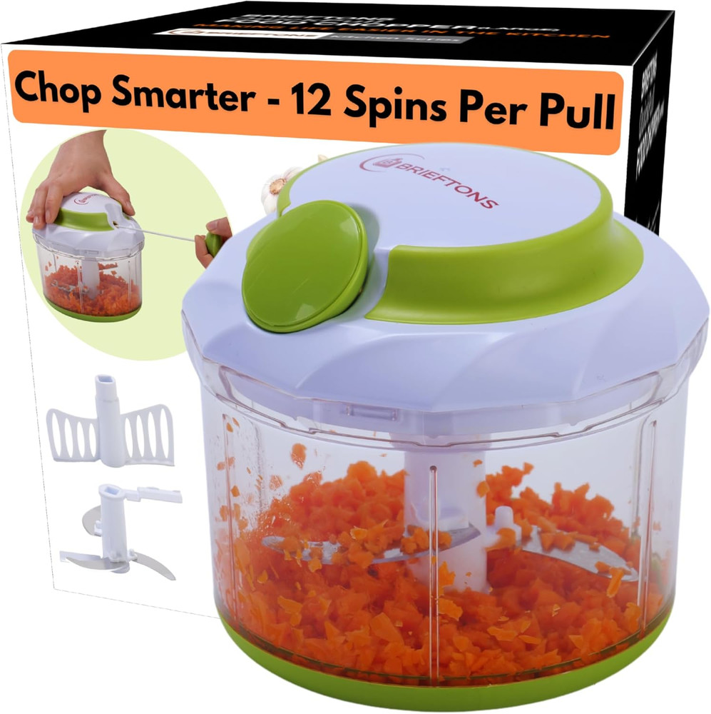 Quickpull Manual 4-Cup Hand Chopper Powerful Mincer Blender for Vegetables &