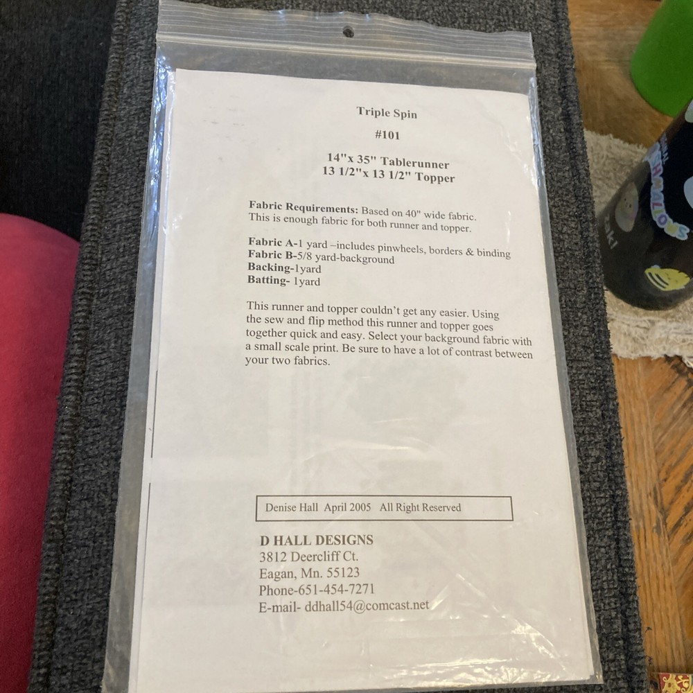 Rare D. Hall Design TRIPLE SPIN Quilt 2005 pattern #101