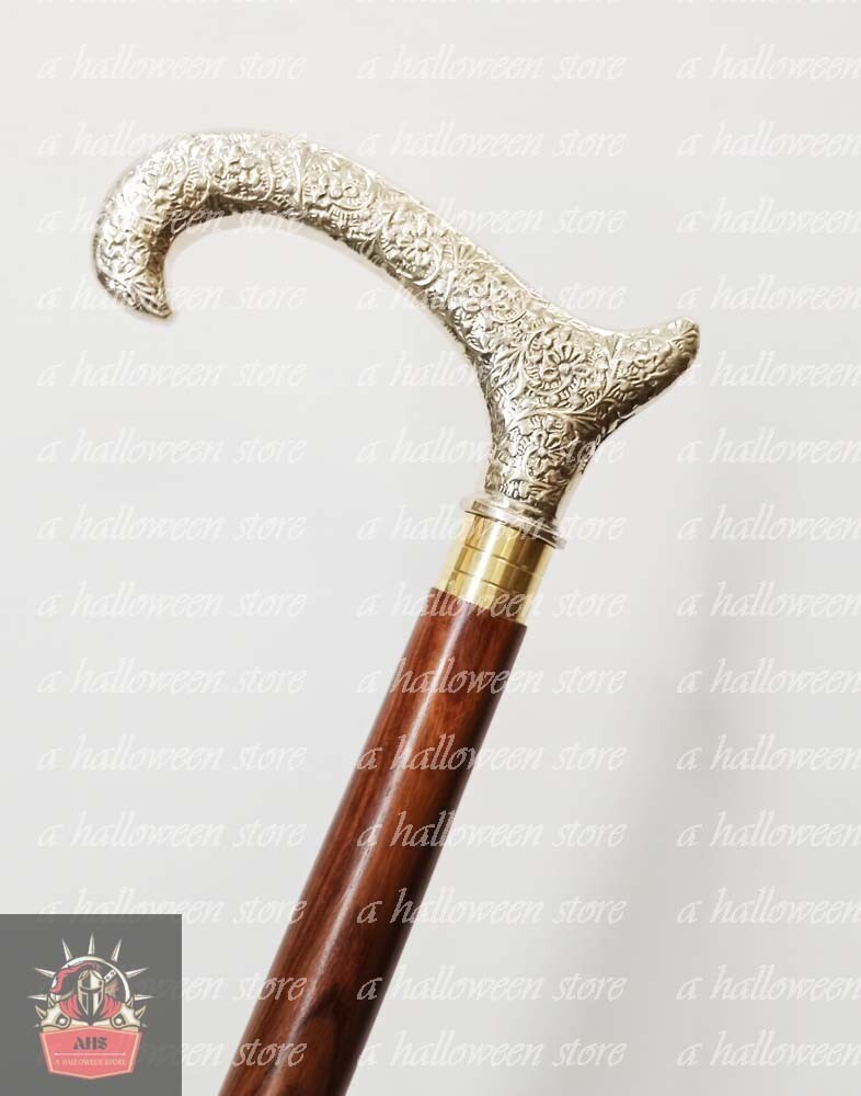 Designer Solid Brass Derby Head Handle Victorian Cane Wooden Walking Stick Gift