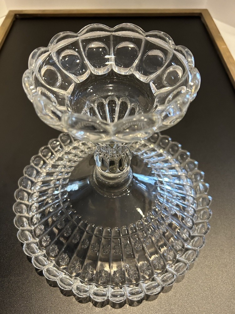 EAPG Clear Pressed Glass Cake Stand Rum Well Compote