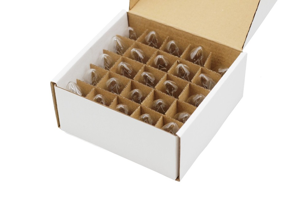 Box of 25 Clear Blinker Light Bulbs, C7 Candelabra Base,Random Blinking