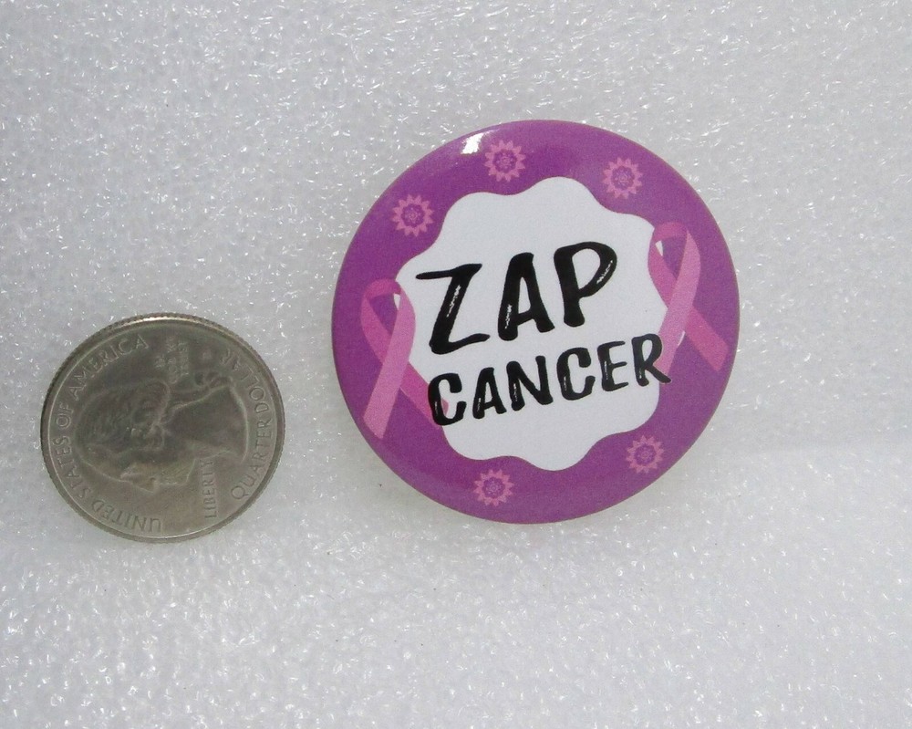 Zap Cancer Pink Ribbon Button Pin