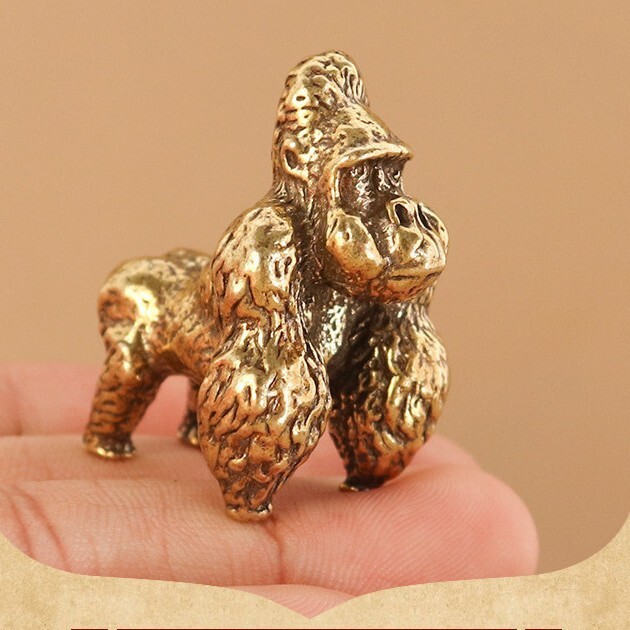 2Pack- Solid Brass Gorilla Figurine Statue Home Ornaments Animal Figurines Gift