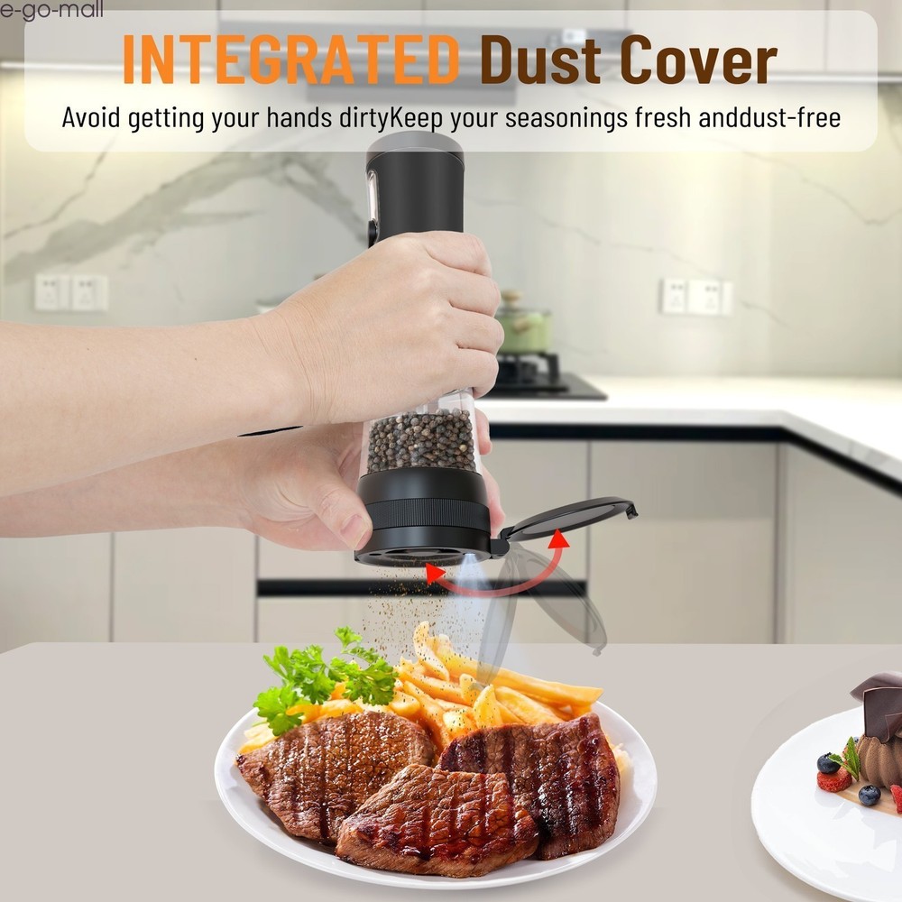 2PCS Electric Salt and Pepper Grinder Set Automatic Grinder w/ Rechargeable Base