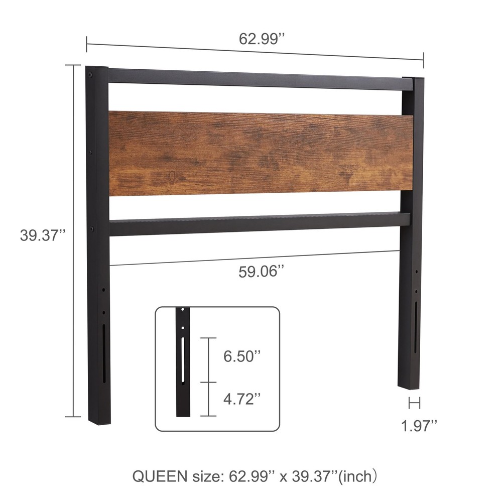 Kingfun Wood Headboard Queen Size Bed, Easy Assembly Queen Headboard with Rustic