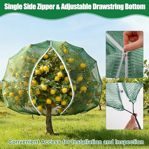 2 Pack Fruit Tree Shade Netting with Zipper & Drawstring, 50% 7.5 × 7.4 ft