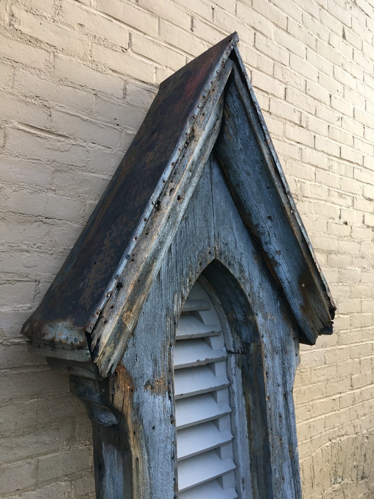 Large unusual matching pair architectural shutter Gothic windows---16287